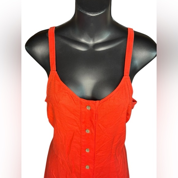LOFT women’s bright Orange Spaghetti strap Sundress with Flounce sz M preloved - Picture 4 of 7